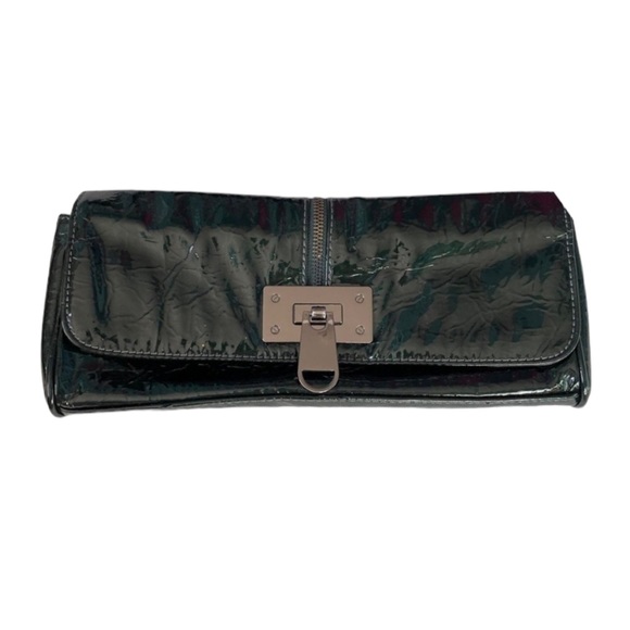 Green Faux Leather Pebbled Folding Clutch